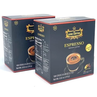 [Combo 2 Hộp] Cà phê hòa tan đen( Không đường sữa) Espresso Hộp 100 gói King Coffee