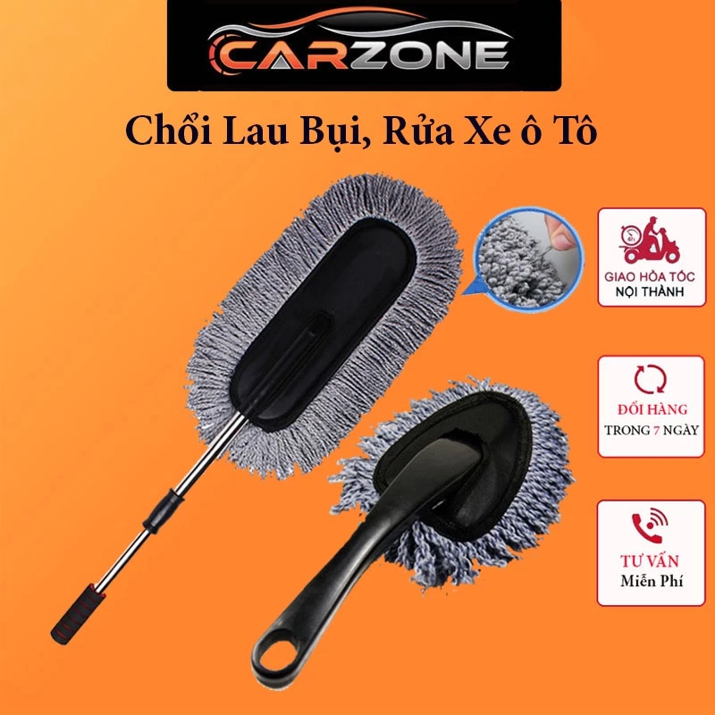 Chổi Lau Xe Ô Tô CARZONE Sợi Lông Mềm - Chổi Rửa Xe Điều Chỉnh Độ Dài, Phủi Bụi Nóc Xe, Vệ Sinh Xe Hơi