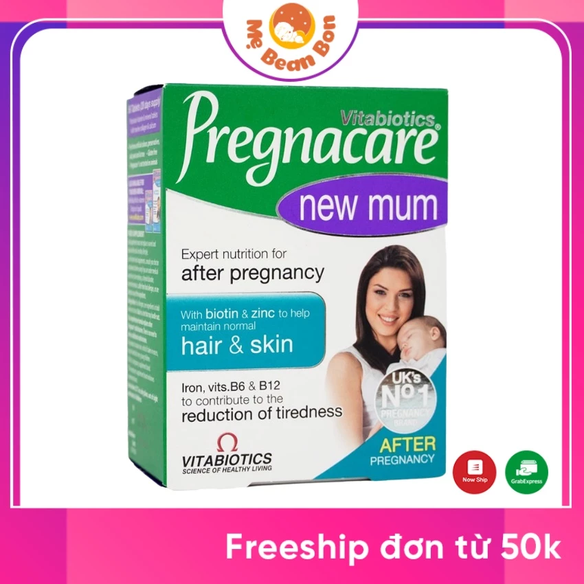 Vitamin Pregnacare New Mum Anh 56v cho mẹ bầu sau sinh hỗ trợ tuyến sữa làm giảm rụng tóc đẹp da