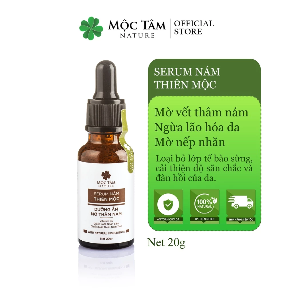 Serum Nám Thiên Mộc 20g - Tinh Chất Thảo Mộc Dưỡng Sáng, Mờ Thâm Nám, Sạch Tàn Nhang Tận Gốc (Mộc Tâm Nature)