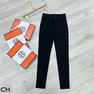 Quần Legging Cạp Cao 2 Khuy Khóa Chữ H- Legging BÒ GIẤY Siêu Co Giãn