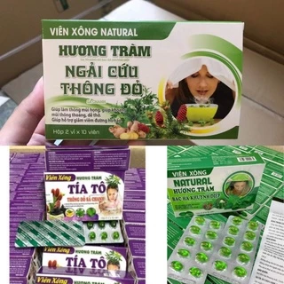 Viên Xông NATURAL Hương Tràm Tía Tô Bạc Hà Khuynh Diệp Ngãi Cứu 2 Vỉ 20 Viên