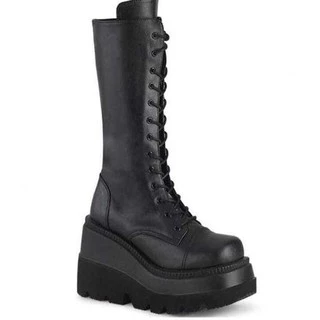 (FREESHIP ) HIGH BOOT - GIÀY BỐT ĐEN ĐẾ CAO BUỘC DÂY THỜI TRANG