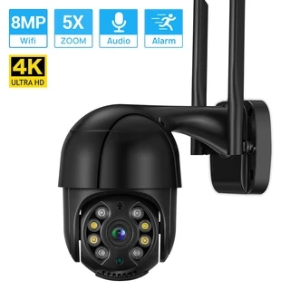 Camera an ninh HAMROL 8MP PTZ wifi IP 5MP thu phóng 5X màu đen có tầm nhìn ban đêm tiện lợi