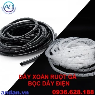 [1 Bịch] Dây xoắn ruột gà bọc dây điện phi 6, 8, 10, 12, 16, 20, 25, Dây Xoắn nhựa, Ruột Gà Đen - Trắng