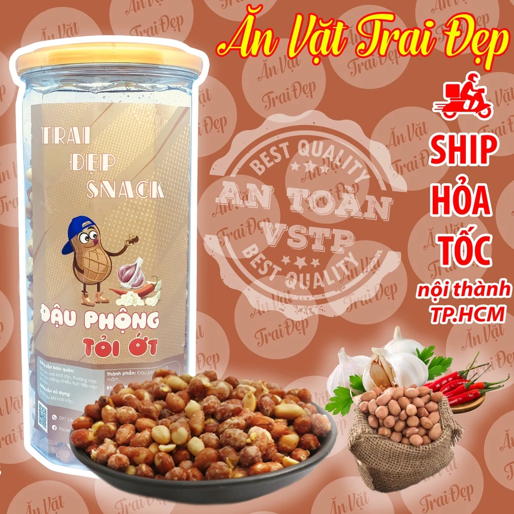 Đậu Phộng Tỏi Ớt Trai Đẹp 500G