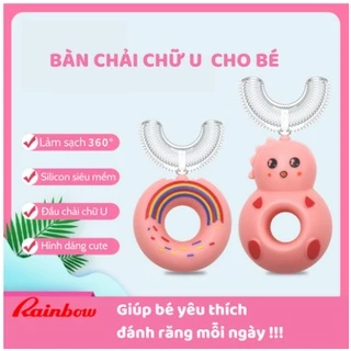 Bàn chải đánh răng cho bé chữ U từ 2-12 tuổi hình bánh cầu vồng, khủng long đáng yêu