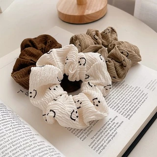 Buộc tóc vải scrunchies mặt cười phong cách Hàn Quốc nữ tính