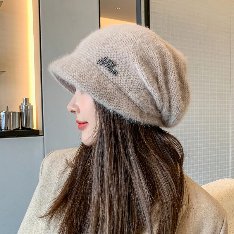 Mũ beret len dệt kim bảo vệ tai phong cách thời trang thu đông nhật hàn dành cho nữ