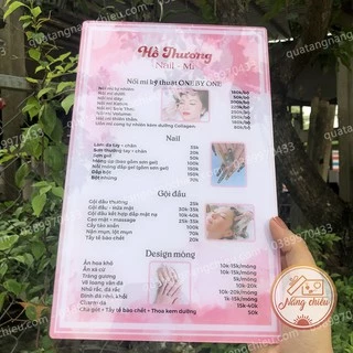 Menu, bảng giá cho tiệm nail, mi, thẩm mỹ viện in và thiết kế theo yêu cầu của khách hàng, thiết kế theo mẫu có sẵn