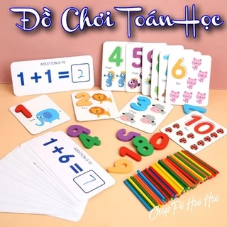 ĐỒ CHƠI TOÁN HỌC MONTESSORI - BỘ THẺ HỌC SỐ ĐẾM/PHÉP TÍNH KÈM QUE TÍNH CHO BÉ