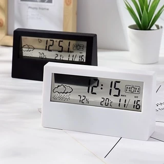 Đồng Hồ Báo Thức Điện Tử Để Bàn, Màn Hình LCD Hiển Thị Đa Chức Năng - Decor Mây Trang