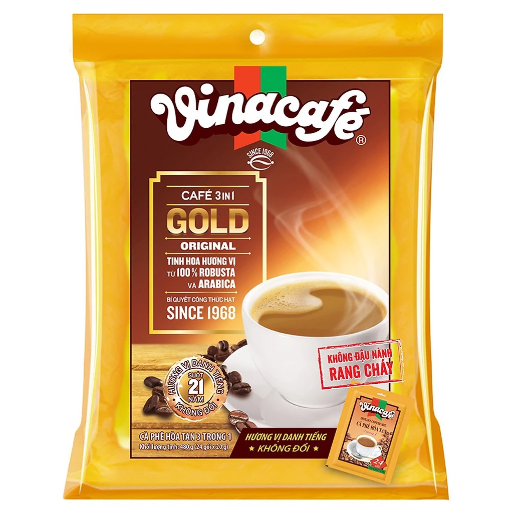 Cà Phê Sữa Vinacafe Gold Original (Bịch 24gói x 20gr)