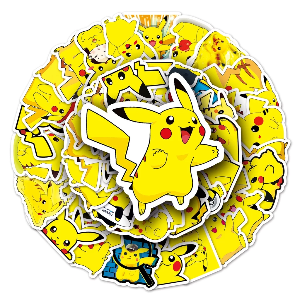 Bộ 50 Ngộ nghĩnh Pikachu Pokemon DIY Sáng Tạo Động Cơ Dán Xe Hơi Dán Helmater Dán Nhà Decal Dán Chống Thấm Nước