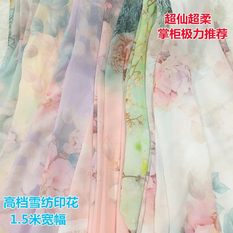 Vải Chiffon Lụa In Họa Tiết Phong Cách Trung Hoa Cổ Điển 77 Dùng May Váy Hán Phục