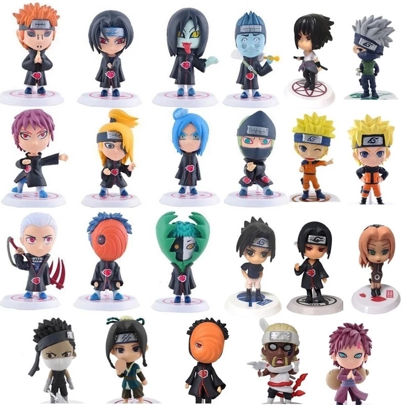 Gói Với 18 Chiếc Anime Naruto Akatsuki Pvc Hình 7cm / Mô Hình Nhân Vật Hành Động Naruto, Sasuke, Sakura, Kakashi, Gaara, Zabusa Có Chân Đế