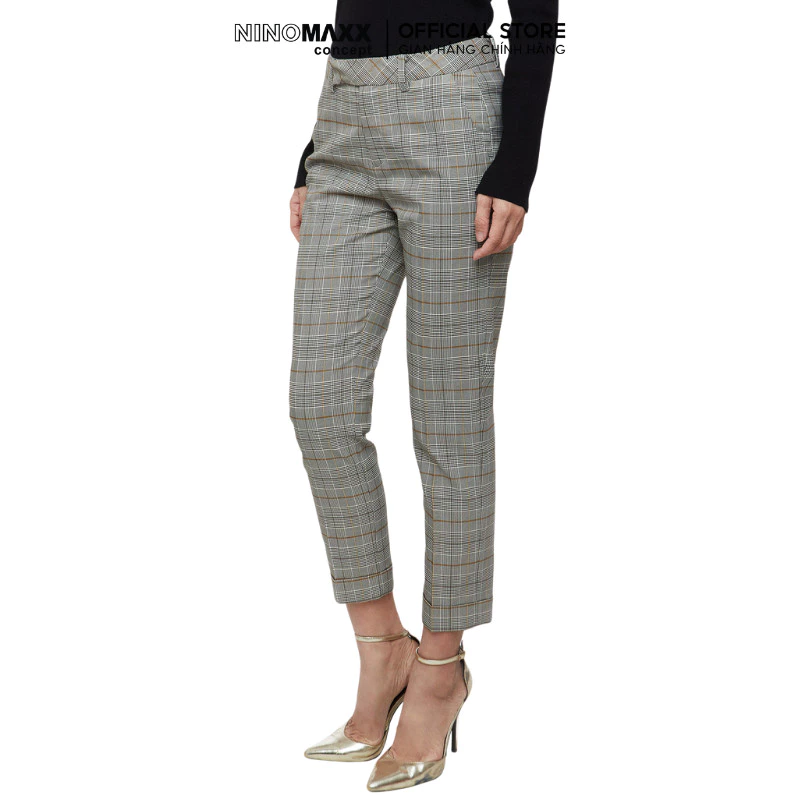 [CÒN SIZE S] Quần Tây nữ sọc kẻ caro dáng ôm ống đứng chất liệu co giãn N&M NINOMAXX 1907152