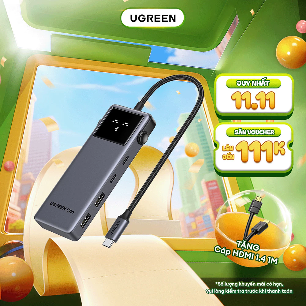 Hub chuyển đổi Type C Ugreen 6 in 1/ 7in 1 | Thiết kế Groovy Robot | Truyền tải nhanh chóng | BH 18T 1 đổi 1 35998 45155