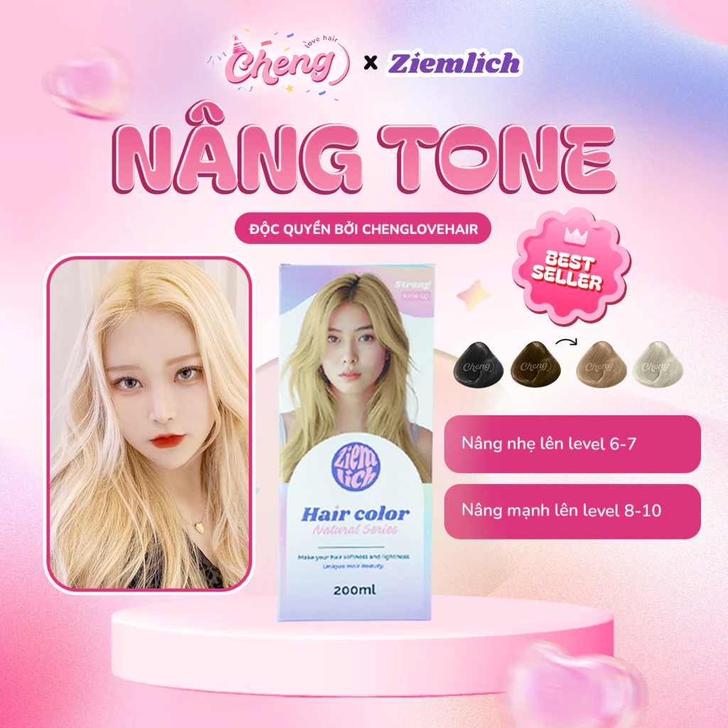 Combo Thuốc NÂNG TONE Tóc + Trợ Oxy + Túi Dụng Cụ Nhuộm | Nâng Tông Sáng, Nhuộm Tóc Chuẩn Màu Ziemlich | Chenglovehair