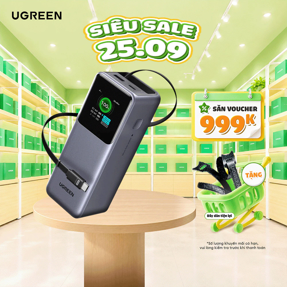 [Shopee Sinh Viên] Pin sạc dự phòng Ugreen 10000/25000mAh | Sạc nhanh 100/200W | Chính hãng - Bảo hành 18 tháng 1 đổi 1