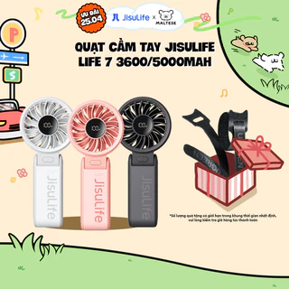 Quạt cầm tay tích điện mini Jisulife Life 7 5 cấp độ gió 3600/5000mAh - Sử dụng lên đến 12h - Chính hãng - BH 12 tháng