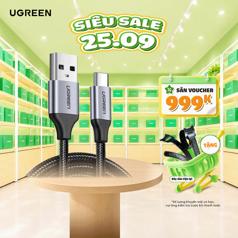 Cáp sạc USB 2.0 A sang Type C Ugreen US288 | Dòng sạc 3A 15W 18W | Hỗ trợ QC 3.0 | Bảo Hành 1 đổi 1 18 Tháng 60124