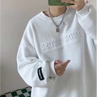 Áo Sweater Nam Cổ Tròn Dập Nổi Biểu Tượng Chữ Cái Thời Trang Hàn Quốc Đơn Giản Cho Nữ Cách Nhật Bản Thời Trang Mùa Thu Cho Nam