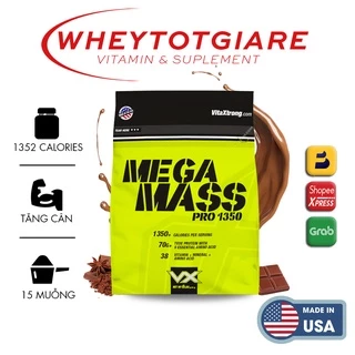 Mass Tăng Cân VITAXSTRONG MEGA MASS 6lbs(2kg7),Tăng Cân Tăng Cơ , Thay Thế Bữa Phụ - Hàng Hãng Phân Phối