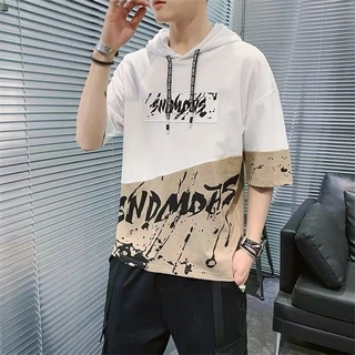 Korean Style Fashion Short Sleeve Hoodie For Men Size M-3Xl