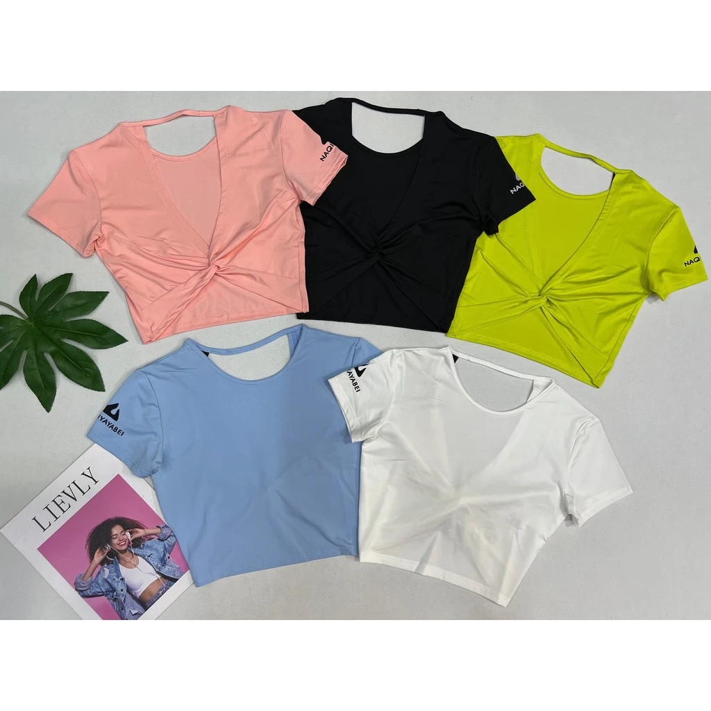 Áo Croptop Thể Thao Lưng Xoắn Naqi Vải Thun Lạnh Co Dãn Tốt Tập Gym Yoga Nữ - AC046
