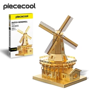 Bộ đồ chơi lắp ráp PIECECOOL hình cối xay gió Hà Lan 3d bằng kim loại DIY cho trẻ em