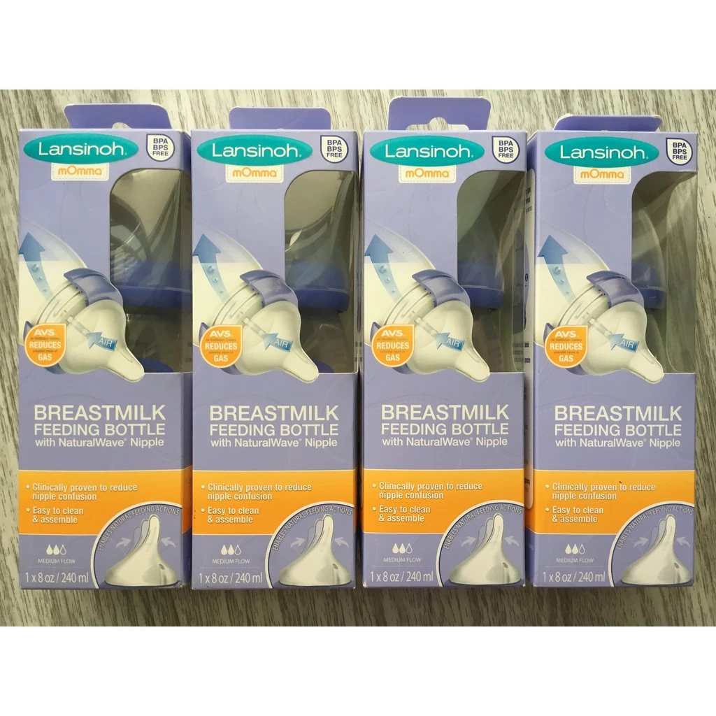 Bình sữa Lansinoh Momma 160ml, 240ml (bao bì cũ)