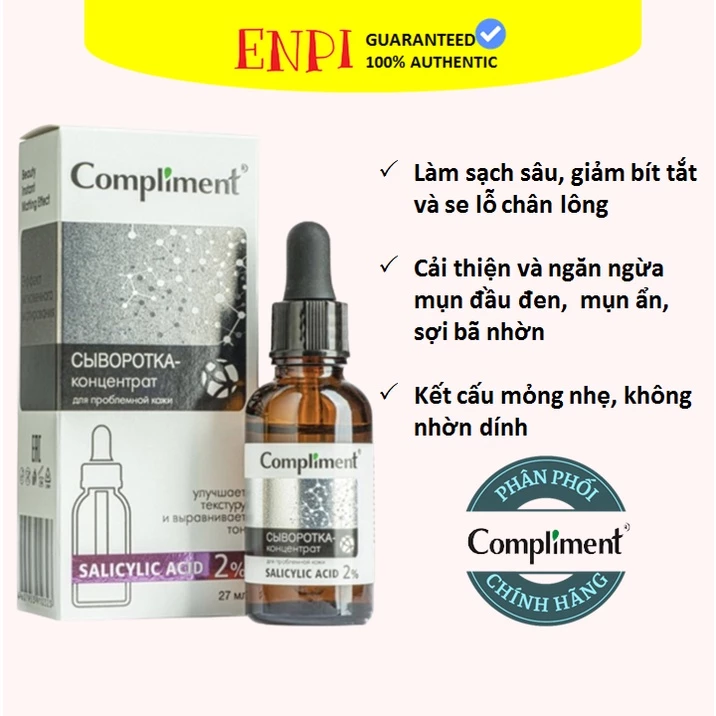 Kiềm dầu giảm mụn Compliment Salicylic Acid 2% Serum