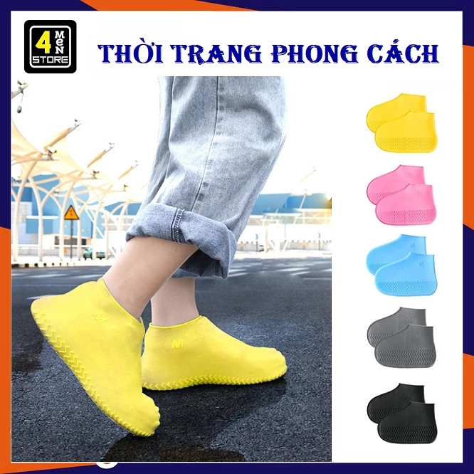 Bọc Giày Đi Mưa Silicon Chống Nước Chống Trượt, Co Giãn Ôm Giày Tái Sử Dụng - Ủng Đi Mưa Nhẹ Gọn