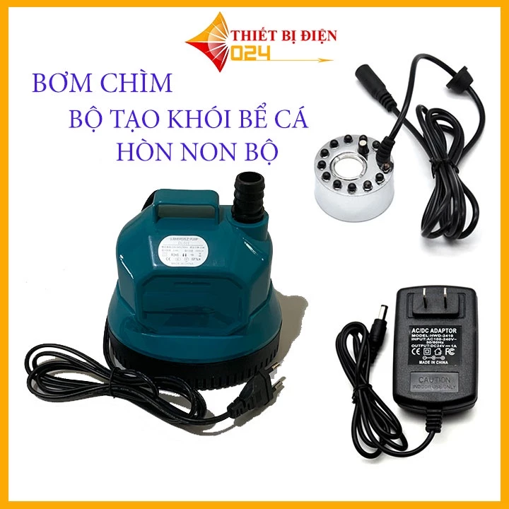 com bo động cơ tạo khói bơm chìm cho bể cá tiểu cảnh hòn non bộ phong thủy