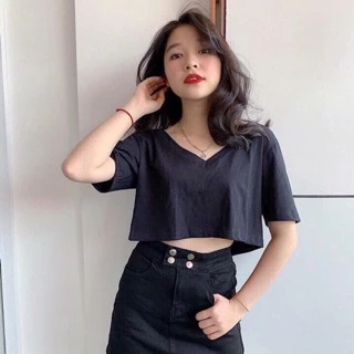 HV -[ XẢ KHO] Áo Thun giấy Cổ Tim Croptop Tay Ngắn Dáng Ôm Màu Sắc Thời Trang Mùa Hè Xinh Xắn Cho Nữ