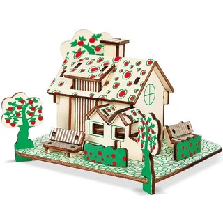 Mô hình lắp ráp 3D gỗ - Mini apple house cắt laser Birkeetoys