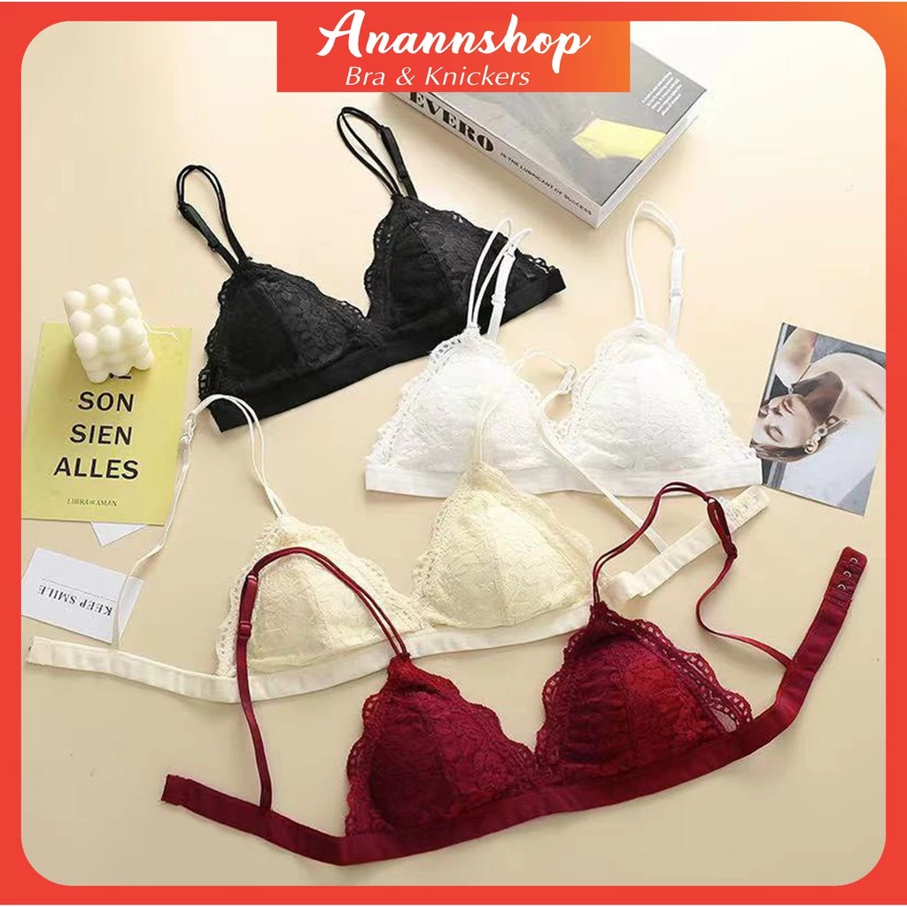 Áo Ngực Bra Ren Quyến Rũ 2 Dây Không Gọng Mút Mỏng Mặc Thoải Mái Mềm Mịn Có Móc Cài Sau Bralette 8703