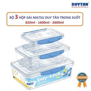 Bộ 3 Hộp Gài nhựa Duy Tân Trong Suốt 820ml - 1600ml - 2600ml, Hộp đựng thực phẩm an toàn