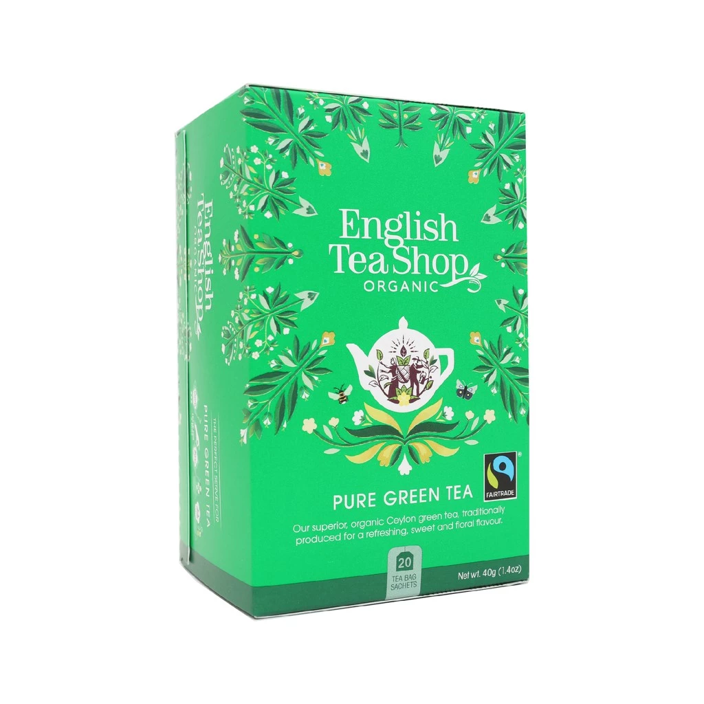 Trà Organic Pure Green Tea hiệu English Tea Shop loại 20 gói / 40g