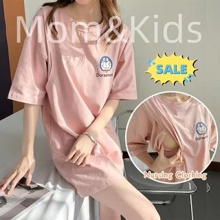 Mom&Kids Ready Stock Áo Thun Cho Con Bú Thân Thiện Với Môi Trường Cho Mẹ Và Bé Bú Sữa Baju