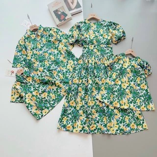 vải thô cotton 100% hoa vàng lá xanh zara