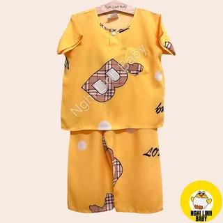 Bộ tole, lanh mịn, mát cho bé trai tay ngắn quần dài 8-36kg nghi linh baby