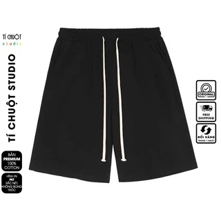 Quần short thun trơn nam nữ unisex ống rộng có túi, quần đùi lửng ngố thời trang mặc nhà - Tí Chuột Studio