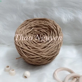 Dây thừng dệt mắt na đan macrame, đan túi, sz 3mm, Màu BE ĐẠM