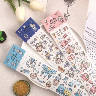 Sticker (hình dán) chibi zaomo bản dài (chất washi) trang trí sổ, album, nhật ký, lưu bút