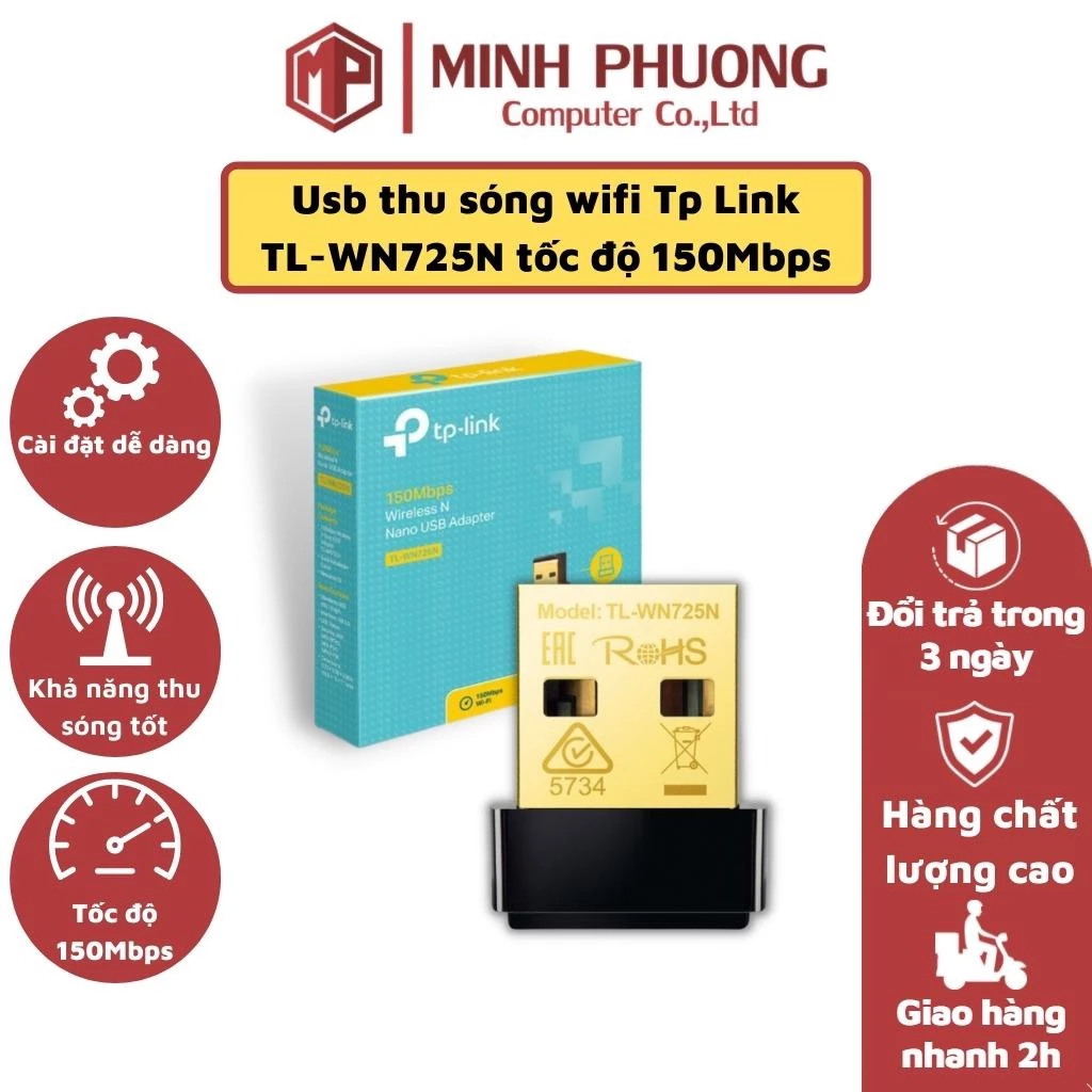 USB Wi-Fi Nano chuẩn N TP-LINK TL-WN725N tốc độ150Mbps -Hàng chính hãng