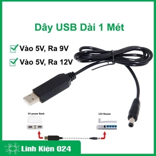 Dây USB dài 1 mét đầu vào 5V đầu ra 9V / 12V