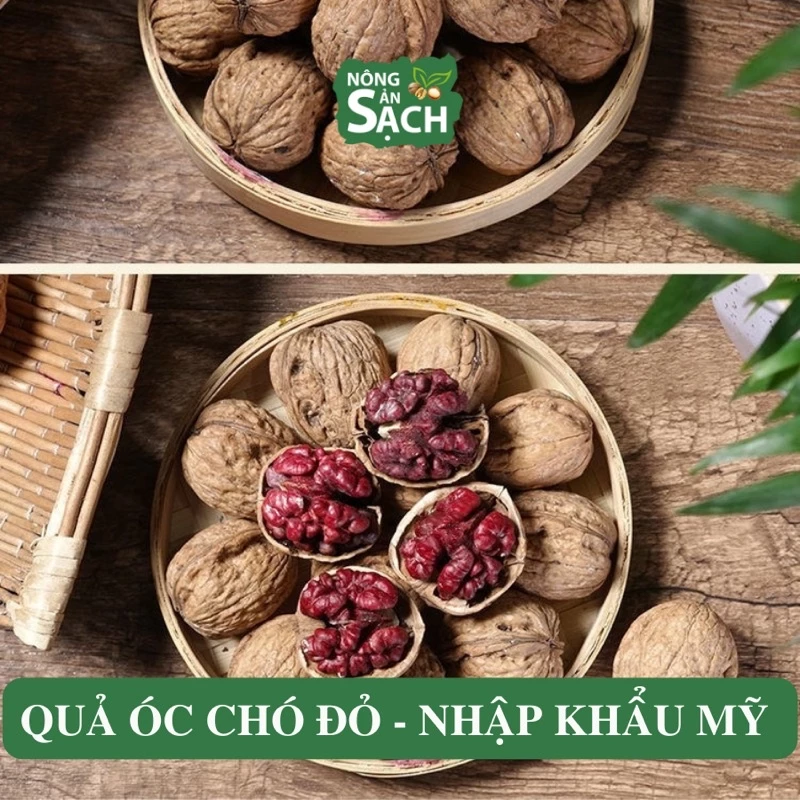 500g Hạt óc chó đỏ NÔNG SẢN SẠCH nhập khẩu Mỹ, ngũ cốc dinh dưỡng, hạt dinh dưỡng cho bà bầu, óc chó đỏ nguyên quảQUẢ ĐỎ