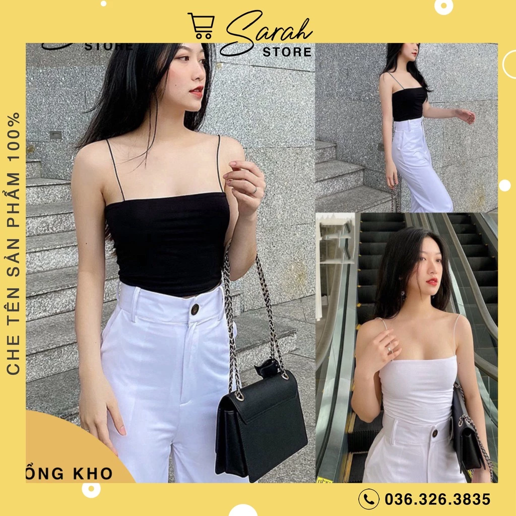 Áo 2 dây sợi bún cotton thun gân, ôm body siêu hot B01